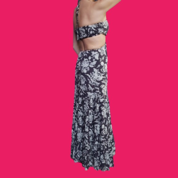 NWT Lulu's Island Aura Black Print Cutout Halter Maxi Dress - Picture 3 of 4